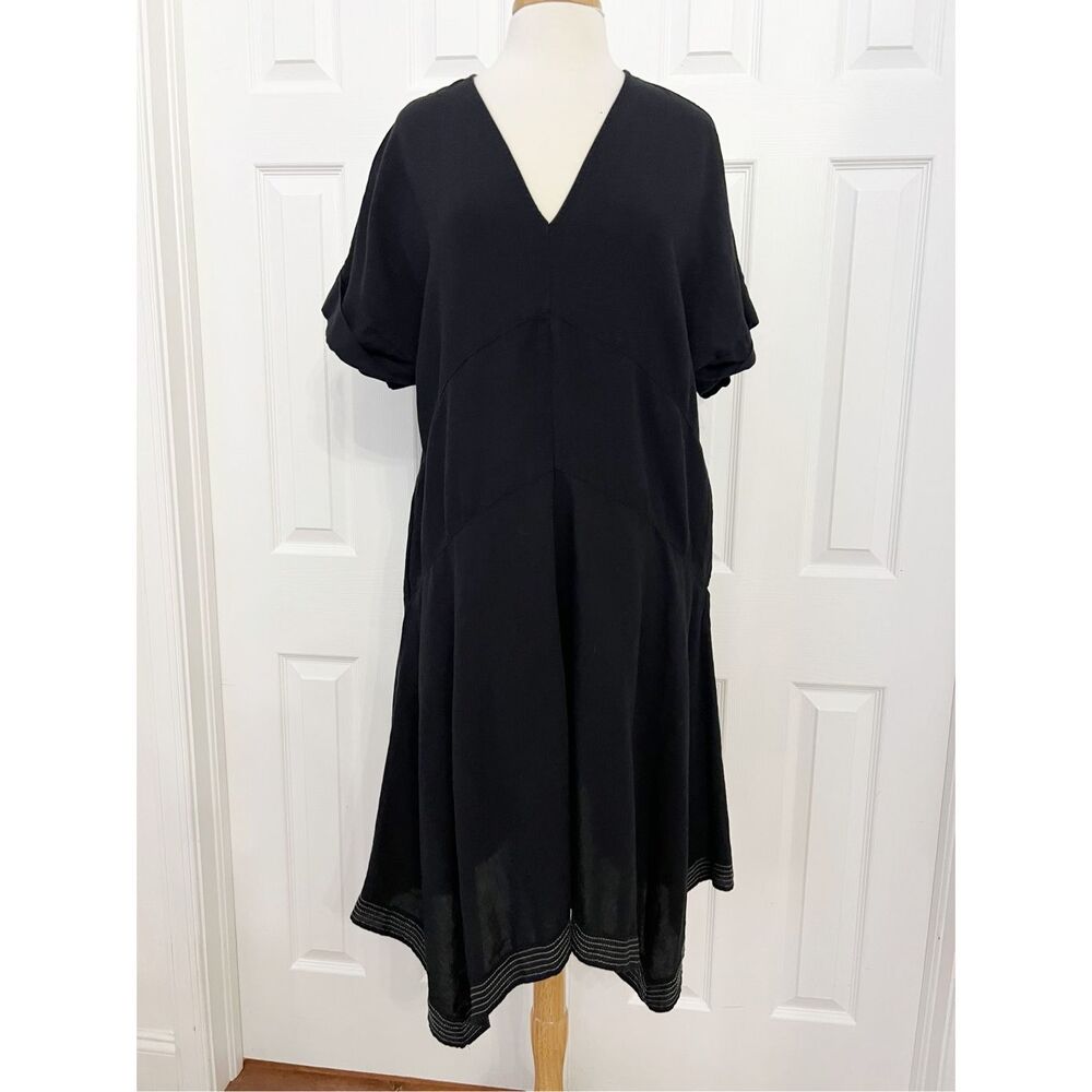 Zara Womens Black V-neck Handkerchief Hem Dress Size Small